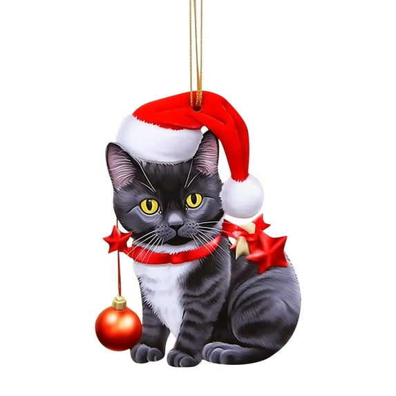 Lilixerw Christmas Cat Ornament,2D Acrylic Funny Cats Hanging Decor for Xmas Tree,Home Party Festive Decorations,Holiday Family Gift