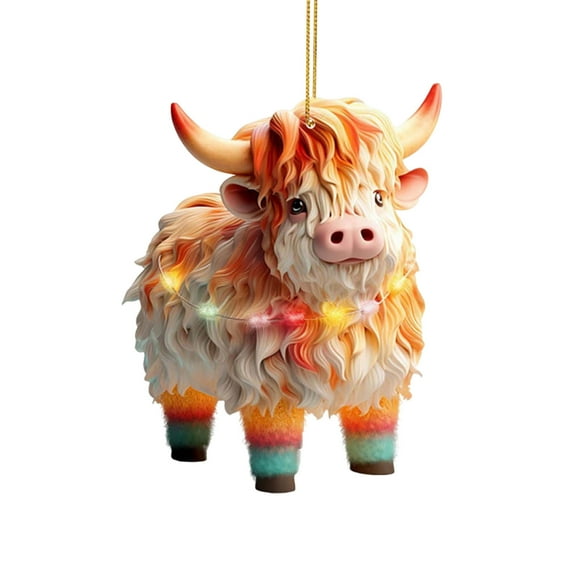 Lilixerw Christmas Colorful Cow Hanging Ornament,Cute Car Pendant Ornament,Cartoon Acrylic Cow Pendants for Home Party Decor