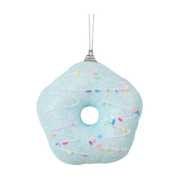 Lilixerw Christmas Donut Ornaments,Cute Donut Hanging Decor for Xmas Tree,Xmas Gifts,Soft Foam Party Supplies,3.94Inch Light Blue