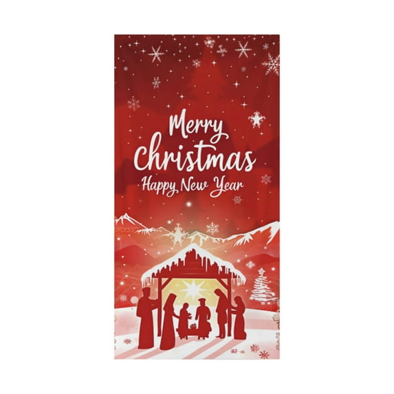 Lilixerw Christmas Door Cover,35 x 79 Inch Festival Door Hanging for Indoor Outdoor Decor,Xmas Party Supplies,Multicolor