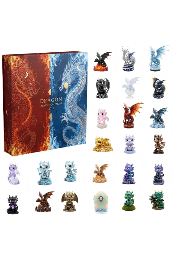 Lilixerw Christmas Dragons Advent Calendar,with 24 Small Dragons Ornament,Forest Miniature Dragons Advent Calendar,Christmas Countdown Gift for Family