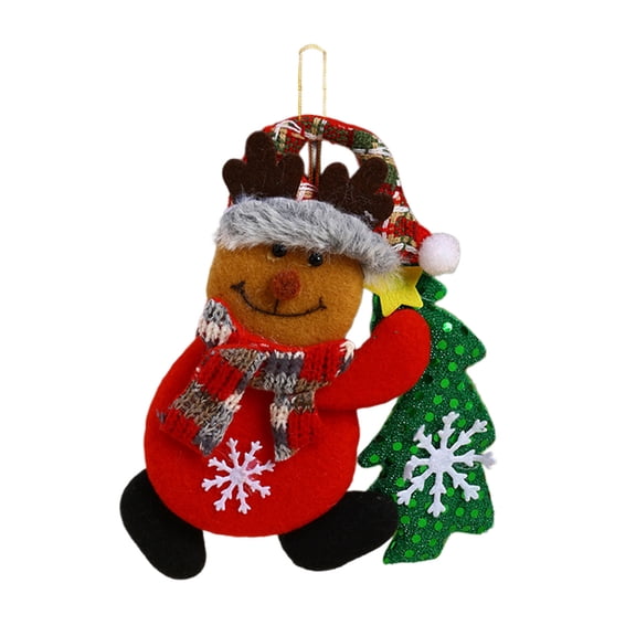 Lilixerw Christmas Fabric Hanging Ornament,Soft Cloth Decor with Santa Snowman Reindeer Bear,For Xmas Tree Wall Door Hanging Decoration,6.7Inch