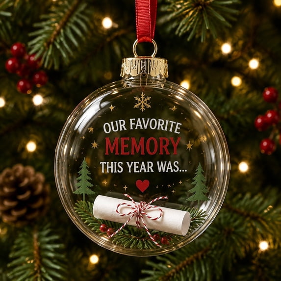 Xmas Rippon Lilixerw Christmas Glass Ball Ornament Transparent Gold Cap Red Ribbon ...