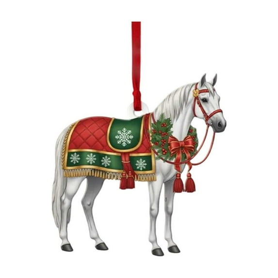 Lilixerw Christmas Horse Acrylic Ornament,3.15Inch Flat Hanging Decor for Xmas Tree,Wreath,Xmas Gift,Festive Home Decorations,Party Supplies