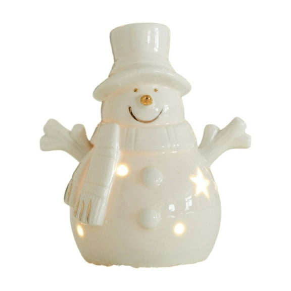 Lilixerw Christmas Luminous Snowman Decoration,Ceramic Night Light with Soft Glow for Christmas Tabletop,Home Holiday Ornament,5.7x3in White