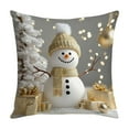thumbnail image 1 of Lilixerw Christmas Pillow Cover,Cute Snowman Print Linen Cushion Case,Indoor Outdoor Sofa Decor,17.7Inch Multicolor, 1 of 6