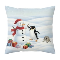Lilixerw Christmas Pillow Cover,Linen Festival Pillowcase with Snowman Reindeer Santa Claus Pattern for Sofa Bed Decor,Xmas Theme Printed Holiday Home Bedding,18 x 18 inch Pillowcover