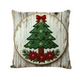 thumbnail image 1 of Lilixerw Christmas Pillow Cover,Red Xmas Tree Pattern Linen Cushion Cover for Sofa Decor,Xmas Home Decoration,with Embroidered Design,18 x 18 Inch, 1 of 6