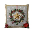 thumbnail image 1 of Lilixerw Christmas Pillow Cover,Red Xmas Wreath Pattern Linen Cushion Cover for Sofa Decor,Xmas Home Decoration,with Embroidered Design,18 x 18 Inch, 1 of 6