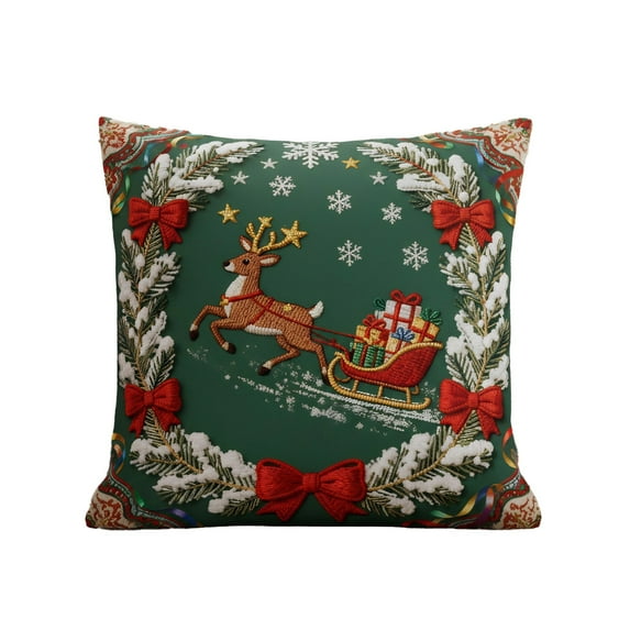 Lilixerw Christmas Pillow Covers,18 x 18 Inch Soft Cotton Decorative Pillow Case with Hidden Zipper with Xmas Tree Reindeer Santa women Pattern for Sofa Couch Bedroom,Holiday Home Decor