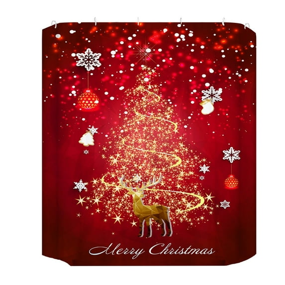 Lilixerw Christmas Shower Curtain,Waterproof Bathroom Curtain with Festival Print for Holiday Party Decor,35 x 71 Inch