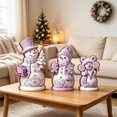 thumbnail image 1 of Lilixerw Christmas Snowman Figurine Set of 3 Purple Snowflake with Hats Scarves Christmas Tree for Shelf Mantel Holiday Seasonal Home Decoration, 1 of 6