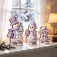 thumbnail image 1 of Lilixerw Christmas Snowman Figurine Set of 3 purple with Hats Scarves Christmas Tree Gingerbread for Shelf Mantel Holiday Seasonal Home Decoration, 1 of 6