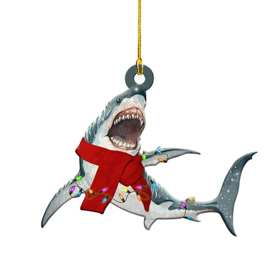 Lilixerw Christmas Tree Hanging Decoration,Acrylic Shark Xmas Ornament for Home Xmas Decor,Festival Party Decor,3.3 x 2.7 Inch