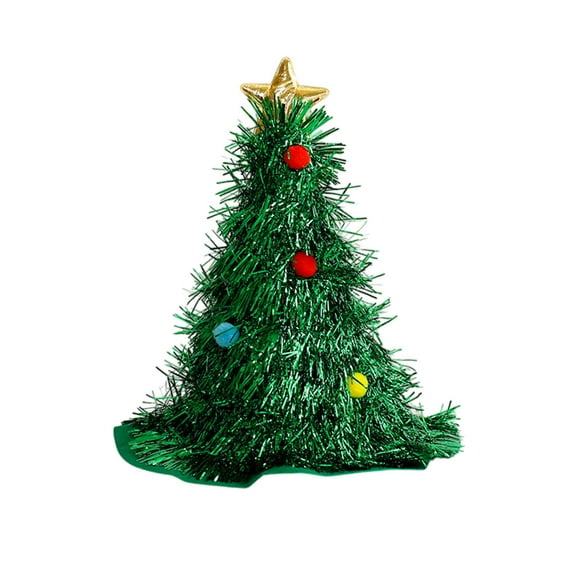 Lilixerw Christmas Tree Hat for Adults,Green Xmas Party Headwear with Glitter Decor,Festive Xmas Costume Accessory,17x13Inch