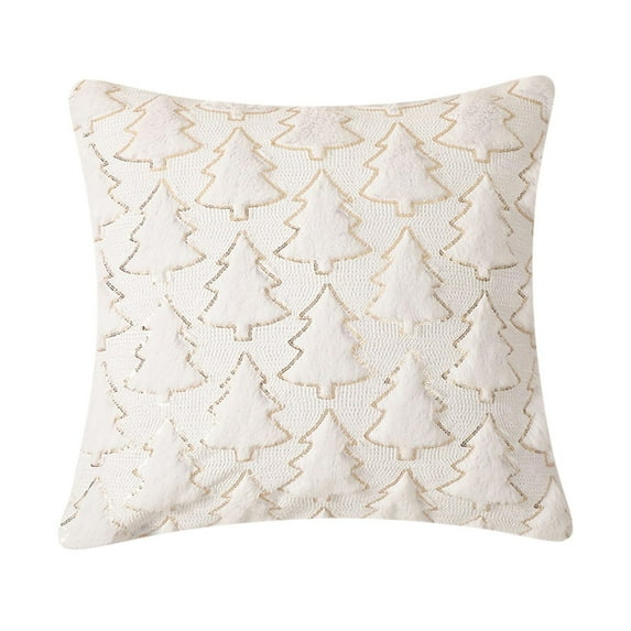 Lilixerw Christmas Tree Pattern Pillow Covers,18 x 18 inch Velvet Christmas Pillow Cases,Christmas Tree Cushion Covers for Outdoor Home Bed Sofa,White
