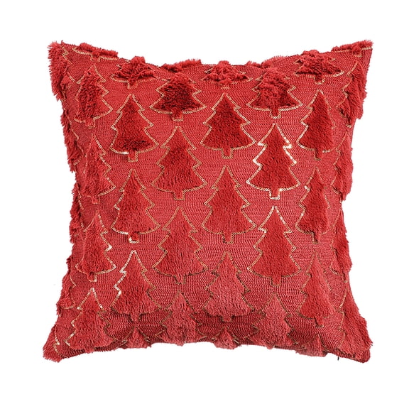 Lilixerw Christmas Tree Pattern Pillow Covers,20 x 20 inch Velvet Christmas Pillow Cases,Christmas Tree Cushion Covers for Outdoor Home Bed Sofa,Reddish Brown