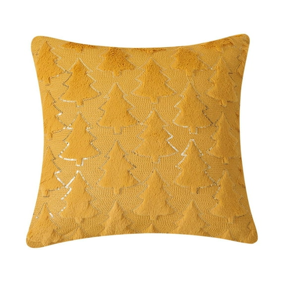 Lilixerw Christmas Tree Pattern Pillow Covers,20 x 20 inch Velvet Christmas Pillow Cases,Christmas Tree Cushion Covers for Outdoor Home Bed Sofa,Yellow