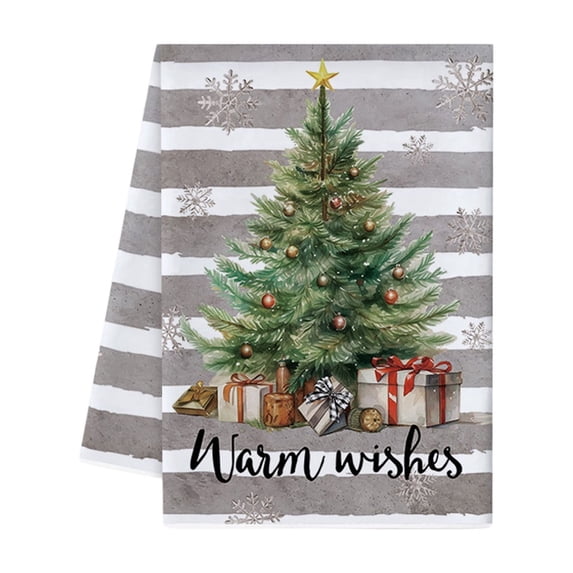Lilixerw Christmas Tree Print Towels,Microfiber Quick-Dry Absorbent Towels for Kitchen,Bathroom,Hand Face Dishes,as Xmas Gift,17.7x25.9 inch