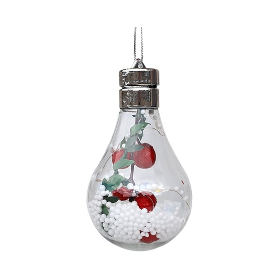 Lilixerw Clear Light Bulb Ball Red Berry Snow LED Ornament, Silver Cap String Clear Light Bulb Ball Red Berry Snow LED, for Home Decoration, Festive
