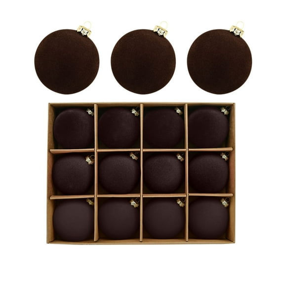 Lilixerw 12pcs Christmas Tree Ornaments Velvet Balls,Shatterproof Xmas Balls Decorations Set for Party Decoration Christmas Pendants