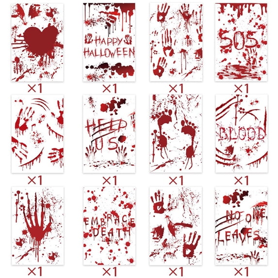Lilixerw Clearance 12pcs Halloween Bloody Tissue Paper Bloody Handprint Ghost Pumpkin Gift Horror Wrap Postcards,for Halloween Themed Party Decorations