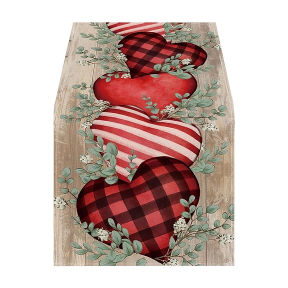 Lilixerw 13 x 72 inch Valentine's Day Table Runner Romantic Heart Table Flag,Soft Flax Dinner Table Runner for Wedding Party Holiday Decor Valentines Decoration