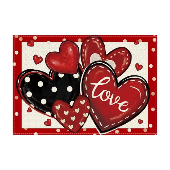 Lilixerw 14 x 18 inch Valentines Day Placemats,Romantic Heart Red Farmhouse Design for Kitchen Table Valentines Day Decoration
