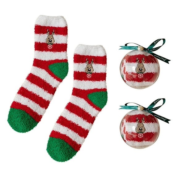 Lilixerw 2 Pairs Christmas Fuzzy Socks,for Christmas Coral Velvet Socks Soft Winter Fluffy Socks