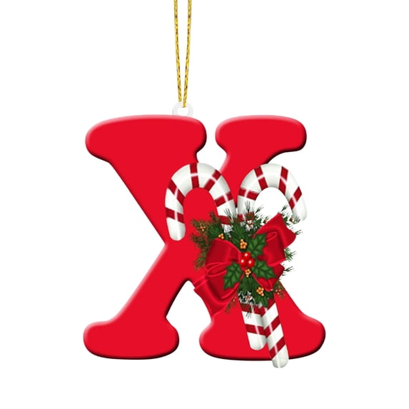 Lilixerw 26 Letters Christmas Tree Decoration Ornaments,3.94 inch Christmas Initial with Candy Cane for Xmas Tree Hanging Decor(X)