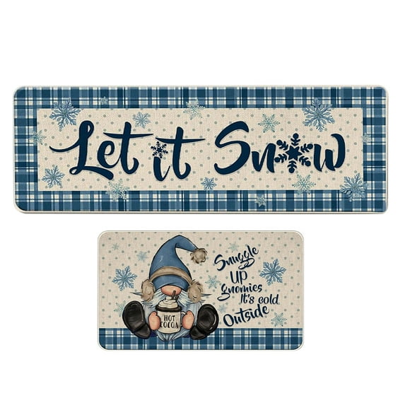 Lilixerw Clearance 2pcs Christmas Kitchen Rugs,Set of 2 Merry Christmas Kitchen Floor Mats,Non Slip Holiday Kitchen Rug,for Home