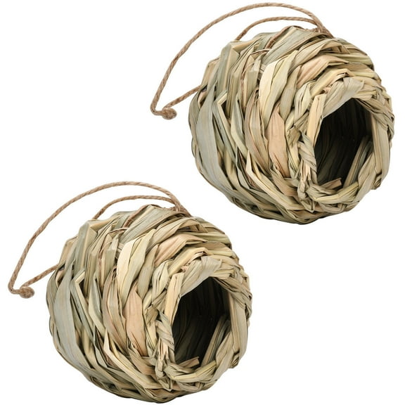 Lilixerw 2pcs Hanging Hummingbird Nest Houses,Round Hummingbird Nesting House,Hanging Bird Hut Hummingbird Nesters,for Garden Patio Lawn Indoor Home Decoration