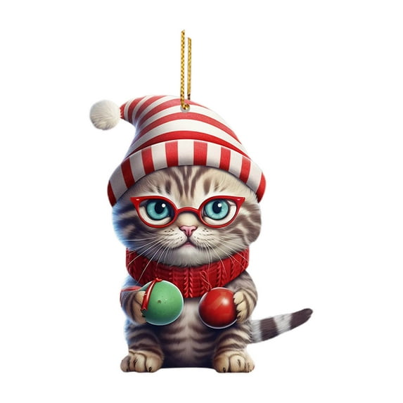 Lilixerw 3.1 inch Christmas Tree Ornaments Cat Hanging Decorations,Christmas Tree Decorative Cat Decor Pendant for Christmas Decor
