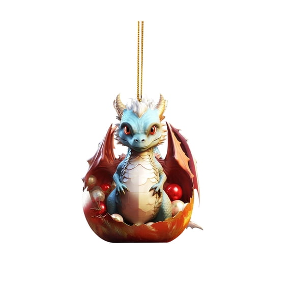 Lilixerw 3.3 inch Dragon Baby Christmas Hanging Ornaments,Acrylic Dragon Figurines Christmas Tree Hanging Ornament for Car Window Pendant Christmas Decor