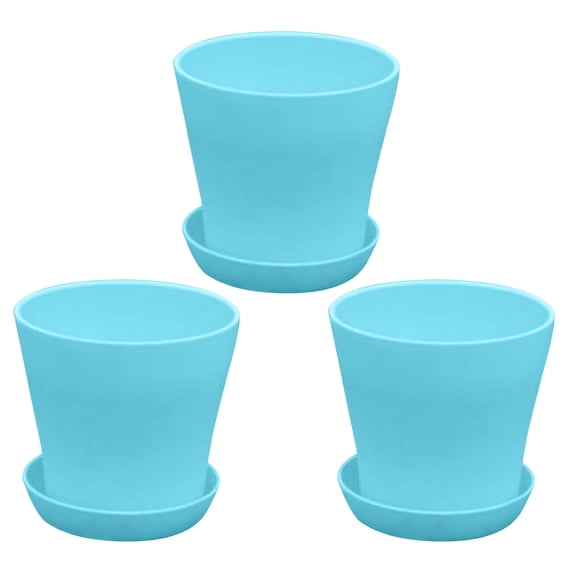 Lilixerw 3pcs Plant Pots,Flower Pots Outdoor Planter Planting with Drainage Holes,and Tray Saucers,for All Home Gardens Succulents
