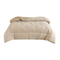 Lilixerw 59 x 78 inch Thickened Spring and Fall Quilt,Washed Cotton Checked Cover,Modern Bedding,Durable,Breathable,Easy Care