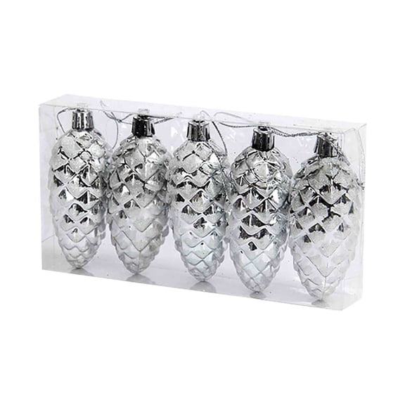 Lilixerw 5pcs Christmas Pinecone Ornaments,for Christmas Tree Hanging Pine Cone Glitter Painted Glass Ornaments Christmas Decorations