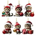thumbnail image 1 of Lilixerw 6pcs Christmas Tree Ornaments Cat Hanging Decorations,3.1 inch Christmas Tree Decorative Cat Decor Pendant for Christmas Decor, 1 of 9