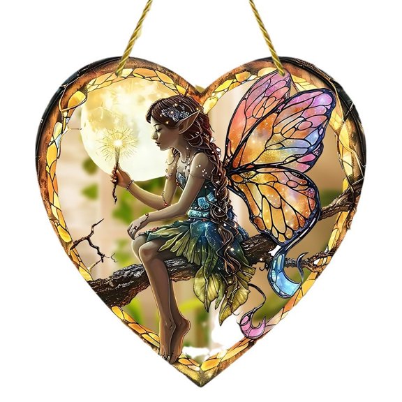 Lilixerw Angel Fairy Acrylic Window Hanging,Fairy Stained Glass Sun Catcher,Holiday Decorations,Christmas Decorations,Acrylic Window Decoration Fairy Girl Art