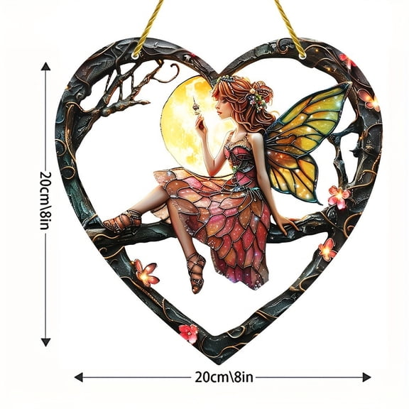 Lilixerw Angel Fairy Acrylic Window Hanging,Fairy Stained Glass Sun Catcher,Holiday Decorations,Christmas Decorations,Acrylic Window Decoration Fairy Girl Art
