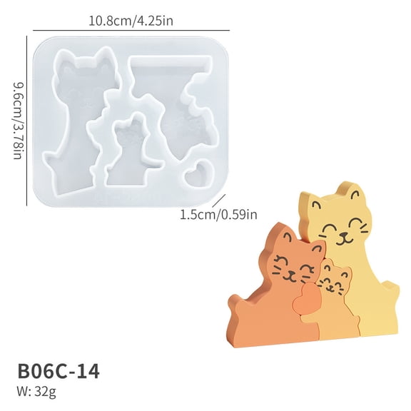 Lilixerw Animal Family Photo Silicone Mold,Casting Mold Various Poses Cute Pet,Making Handmade Crafts