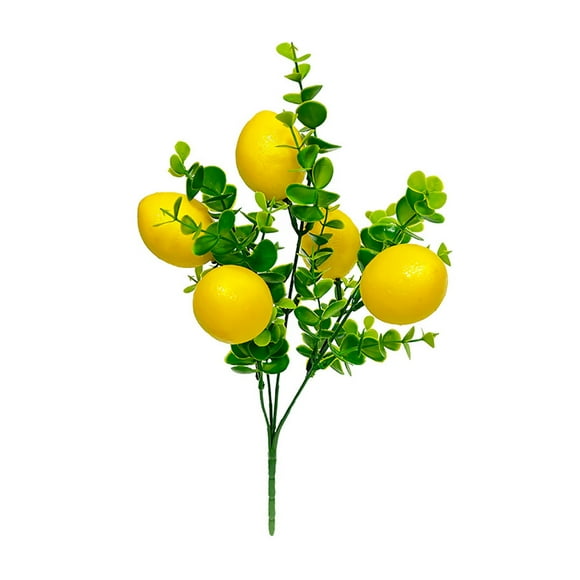 Lilixerw Artificial Lemon Plants Branches,Faux Yellow Lemon Branch Stems with Green Leaves Simulation Fruit Fake Lemon Tree Picks Props,for Home Weddng Party Decor