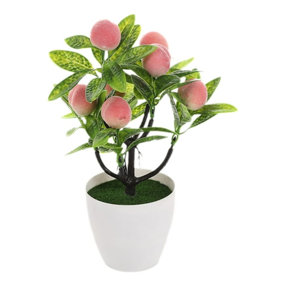 Lilixerw Artificial Potted Plants,Fake Peach Tree Artificial Citrus Fruit Plant with White Pot Faux Plants Indoor,for Home Office Living Room Table Desk