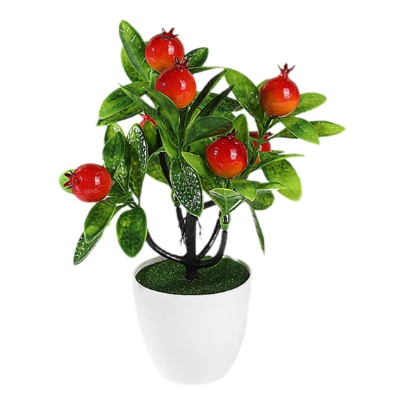 Lilixerw Artificial Potted Plants,Fake Pomegranate Tree Artificial Citrus Fruit Plant with White Pot Faux Plants Indoor,for Home Office Living Room Table Desk