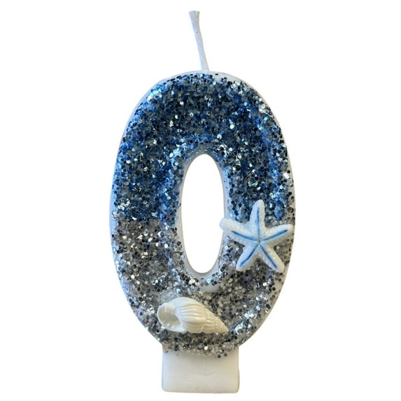 Lilixerw Birthday Candle for Cake,Beach Starfish Sequins Number Cake Candles,Mermaid Themed Decor,Cake Topper Decoration for Birthday Party(Number 0)