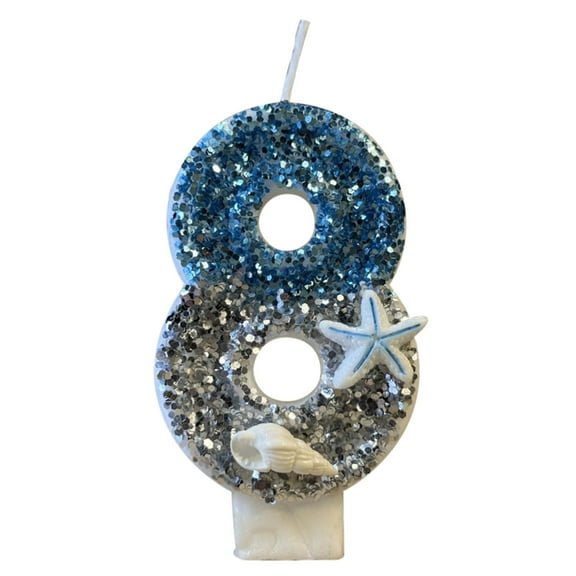Lilixerw Birthday Candle for Cake,Beach Starfish Sequins Number Cake Candles,Mermaid Themed Decor,Cake Topper Decoration for Birthday Party(Number 8)