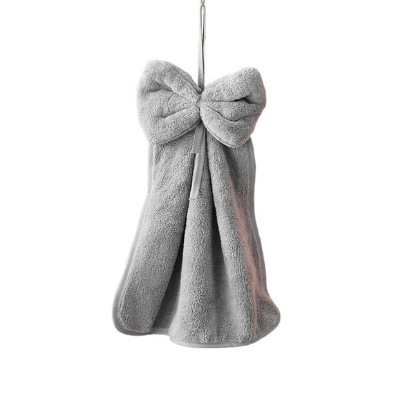 Lilixerw Bowknot Hanging Hand Dry Towels,Microfiber Coral Velvet Hand Towels for Kitchen Bathroom