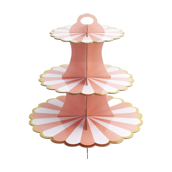 Lilixerw Cardboard Cake Stand,3 Tier Paper Dessert Round Cupcake Holder,Tower Disposable Pastry Stand for Birthday,Afternoon Tea,Wedding Party Anniversary Christening Dessert Display