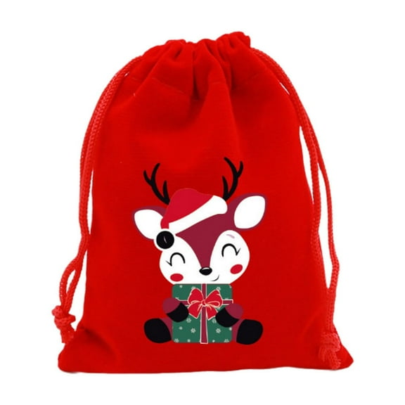 Lilixerw Christmas Gift Bags,Flannel Small Bag with Drawstring Medium Size,Good for Xmas Party Favors,2025 New Christmas Decoration