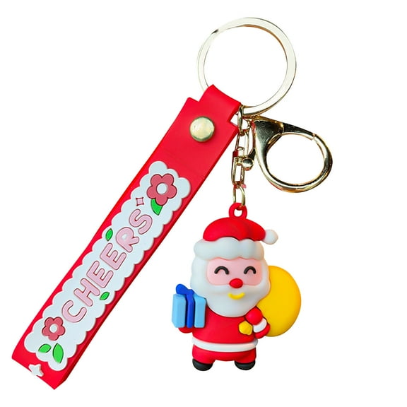 Lilixerw Christmas Keychain Gift,Cute Cartoon Xmas Key Chain Santa for Girls Women Schoolbag Christmas Decoration